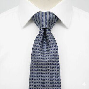 Kenneth Cole Reaction Silk Tie Geometric Blue Beige